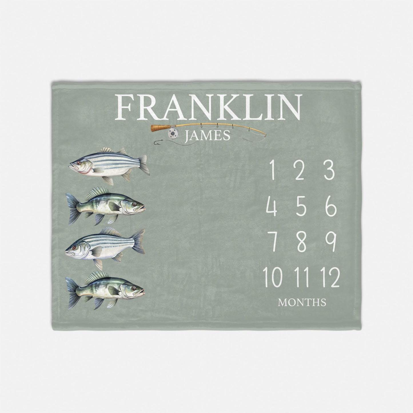 Freshwater Fish Baby Milestone Blanket, O48