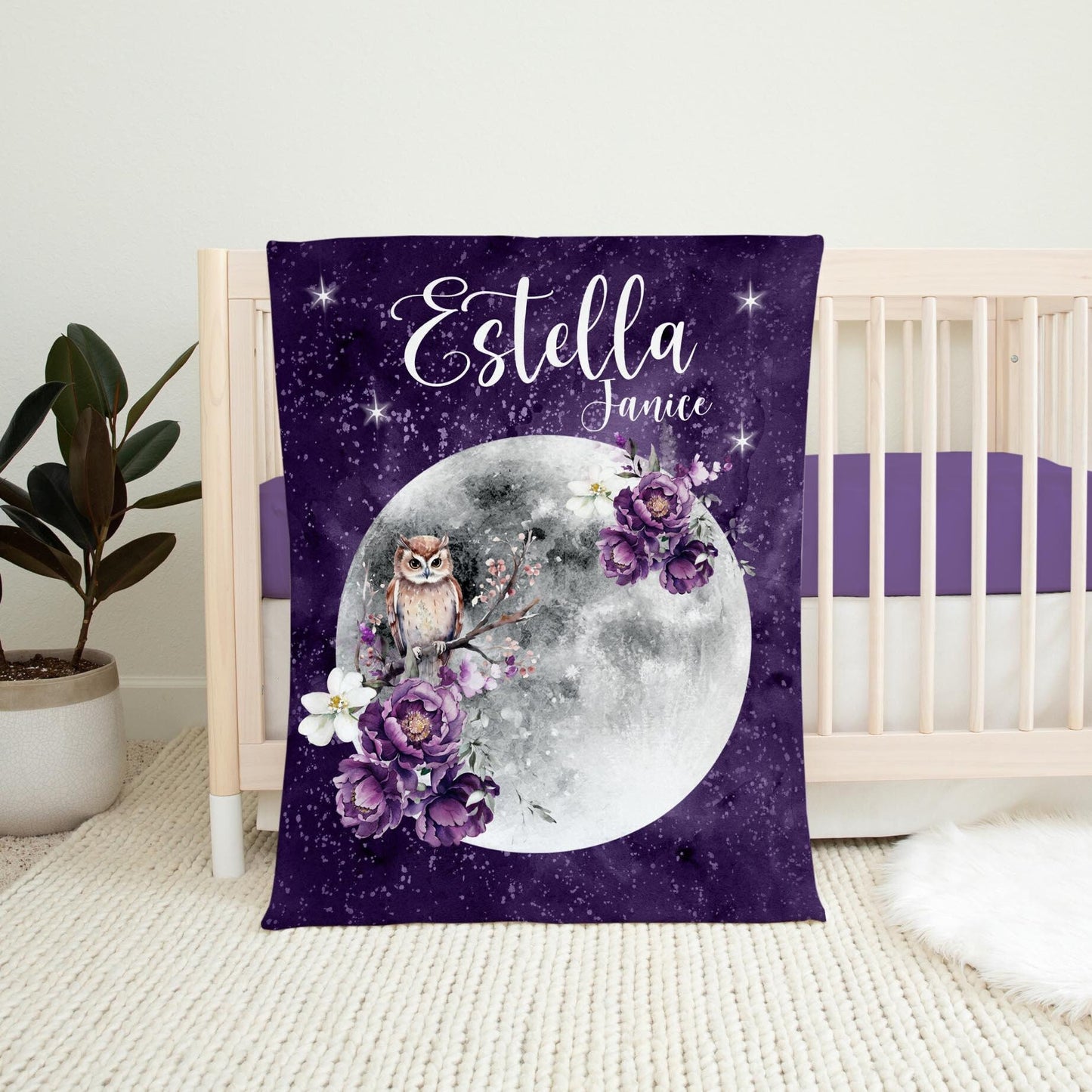 Owl Luna Blanket, Floral Moon T75