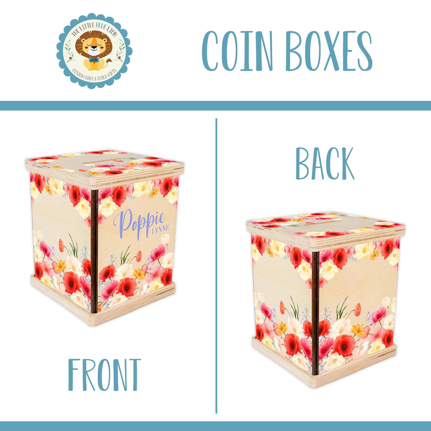 Poppy Piggy Bank, Floral F80