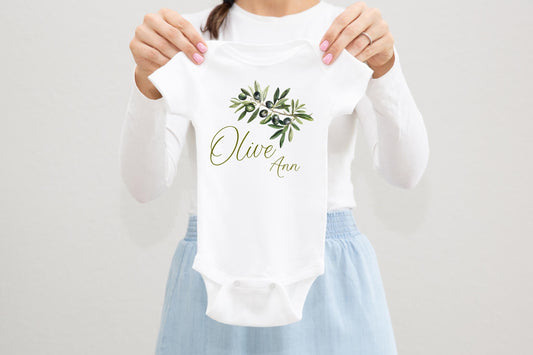 Olive Leaf Baby Bodysuit, F109