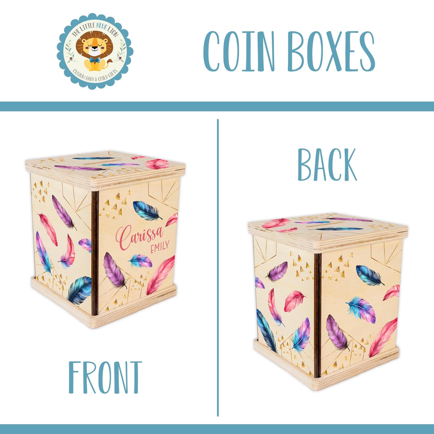 Boho Feather Piggy Bank, Coin Bank G86