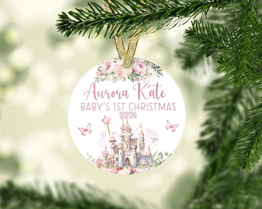 Princess Baby 1st Christmas Ornament, Personalized Baby First Christmas Ornament, Princess Ornament, New Baby Gift, Holiday Ornament G73