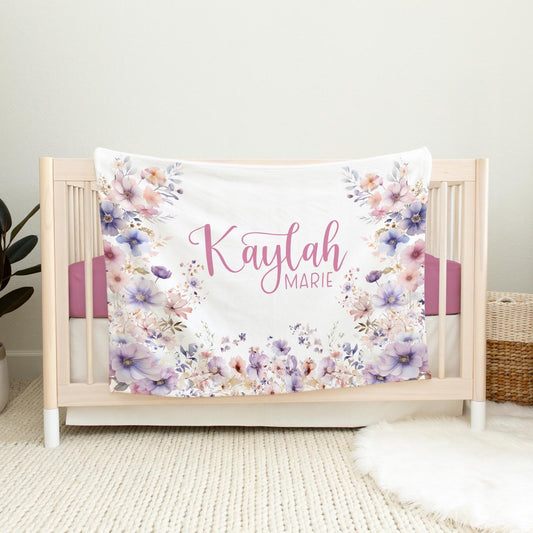 Wild Flower Baby Blanket, Boho Nursery Decor F113