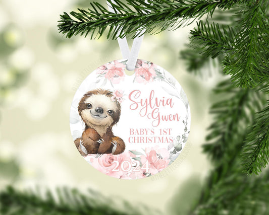 Girl Sloth Baby 1st Christmas Ornament, S45