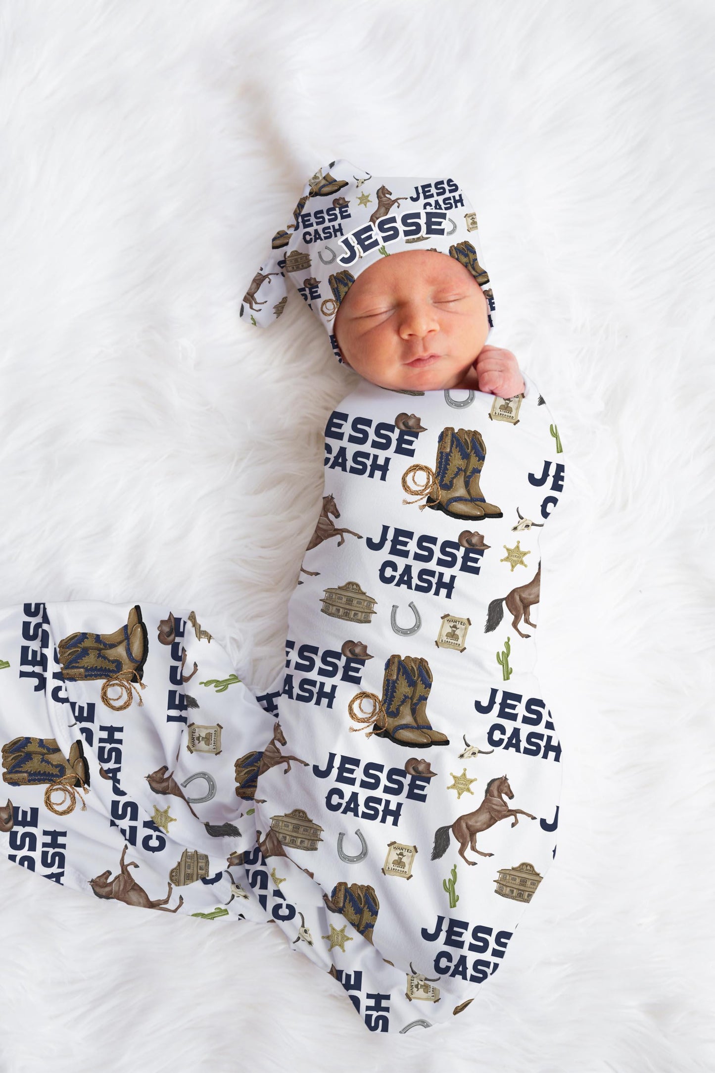 Cowboy Western Cactus Swaddle Set