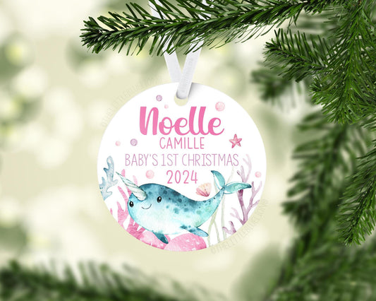 Narwhal Baby First Christmas Ornament, O28