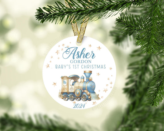 Train Christmas Ornament, Personalized Baby First Christmas Ornament, Train Ornament Baby Gift, Holiday Baby Ornament B68