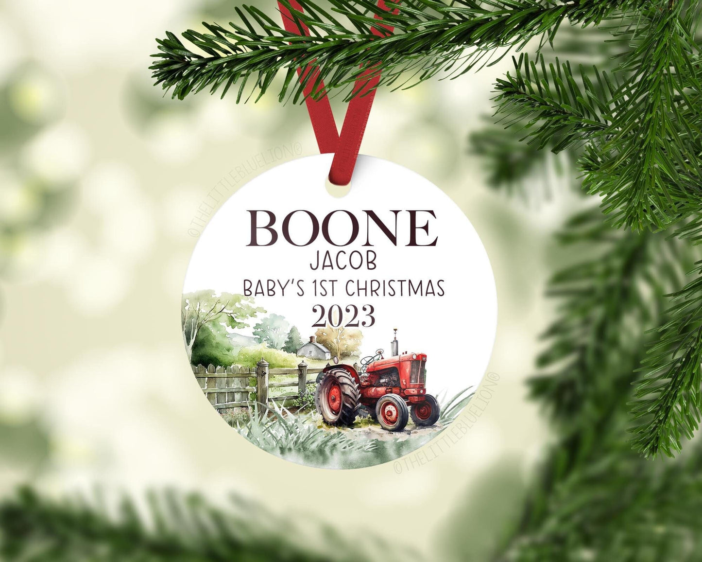 Tractor Baby First Christmas Ornament, C40