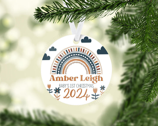 Neutral Rainbow Baby First Christmas Ornament, T39