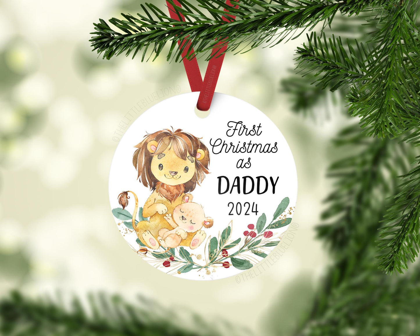 Lion First Christmas as Daddy Ornament
