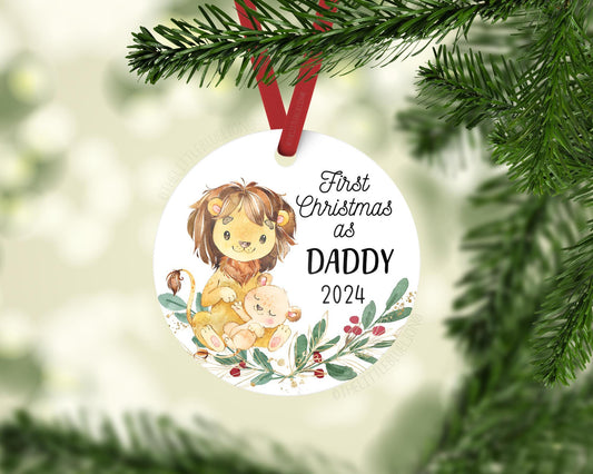 Lion First Christmas as Daddy Ornament