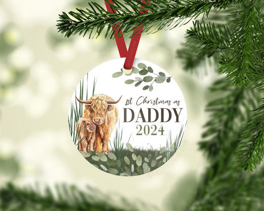 Highland Cow First Christmas as Daddy Ornament, C21