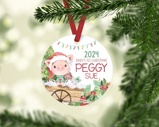 Pig Baby 1st Christmas Ornament