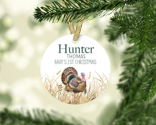 Turkey Hunting Baby 1st Christmas Ornament, W60