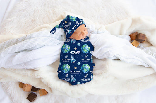 Boy Astronaut Outer Space Swaddle Blanket