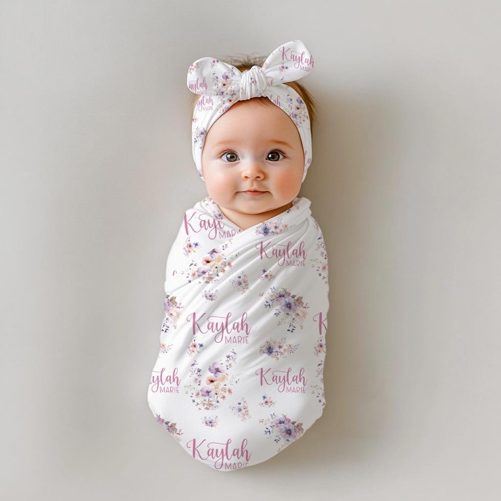 Wildflower Swaddle Set, Boho Girl F113