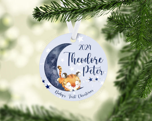 Moon Tiger Baby 1st Christmas Ornament, T46