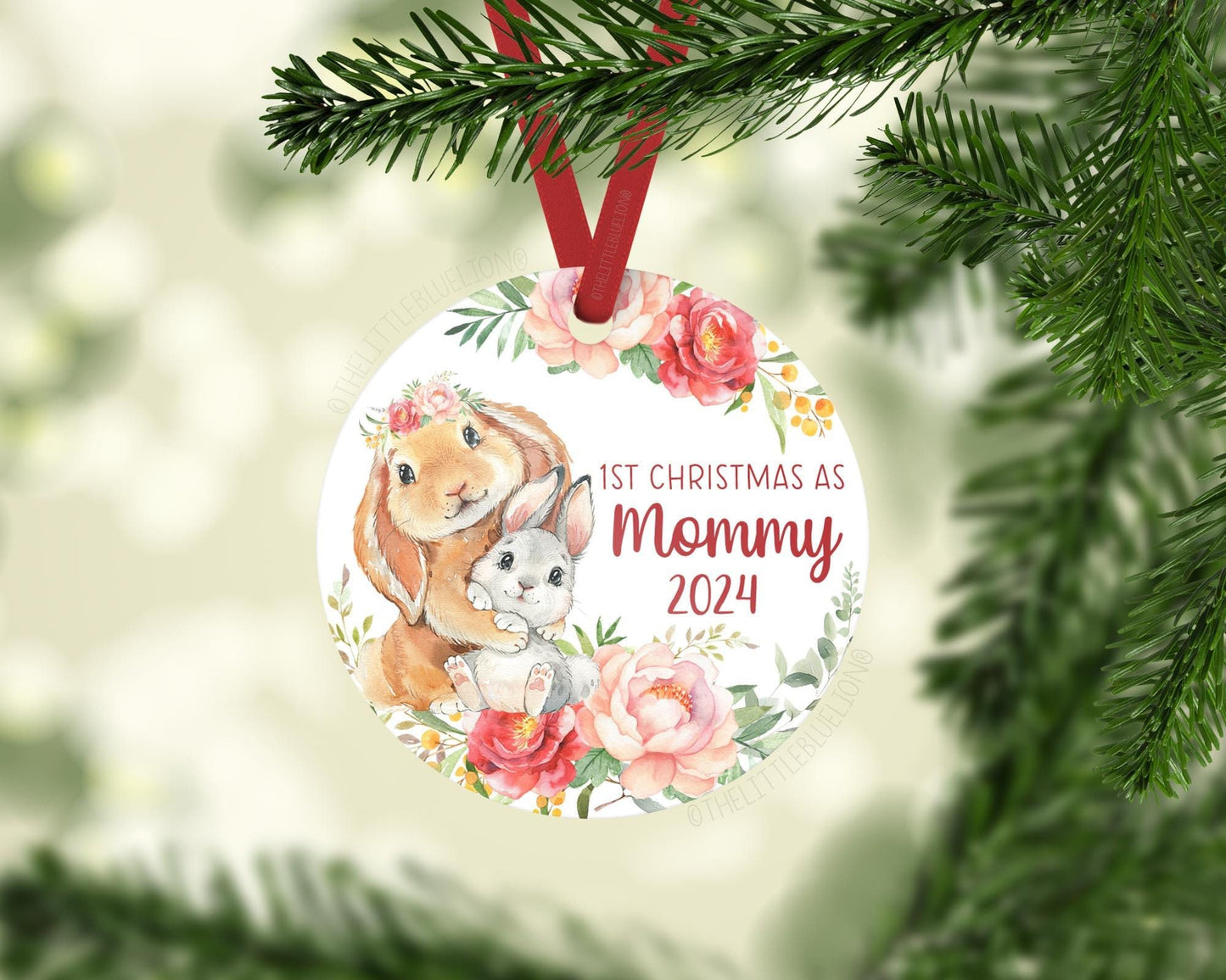 Bunny Rabbit First Christmas as Mommy Ornament,