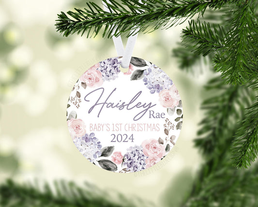 Hydrangea Baby's 1st Christmas Ornament, F66