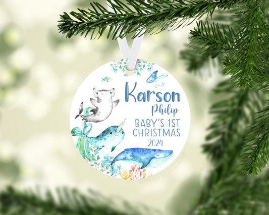 Ocean Animal Baby First Christmas Ornament, O42