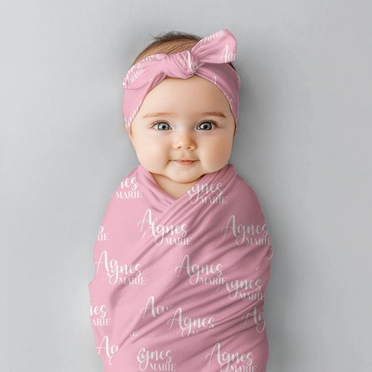 Baby Name Swaddle Set, pink