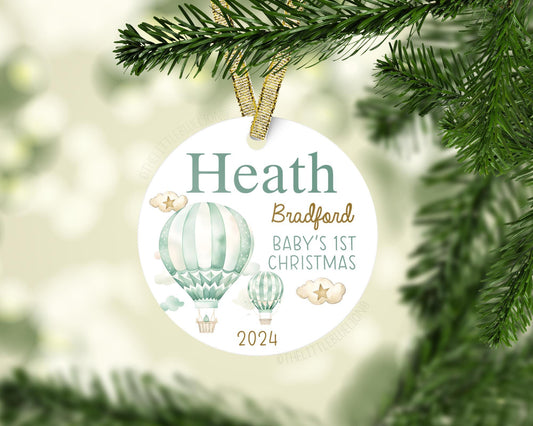 Hot Air Balloon Baby First Christmas Ornament, T70