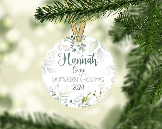 Greenery Baby 1st Christmas Ornament, F94