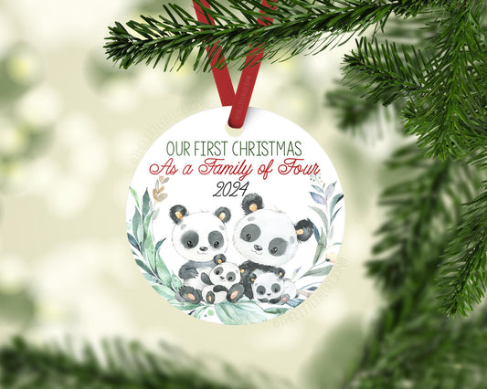 Panda, Our First Christmas As A Family Of Four Ornament