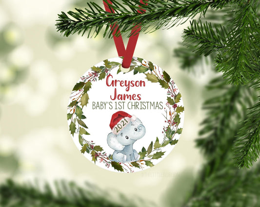 Elephant Santa Baby Ornament