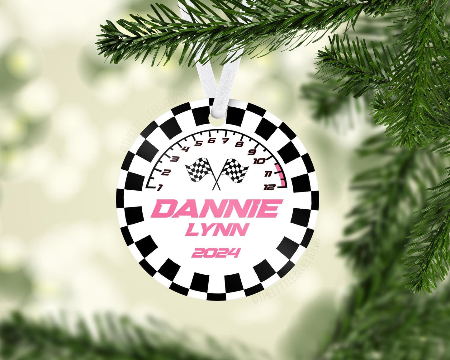 Girl Race Car Baby First Christmas Ornament, T66