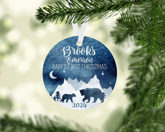 Mountain Bear Baby First Christmas Ornament, M6