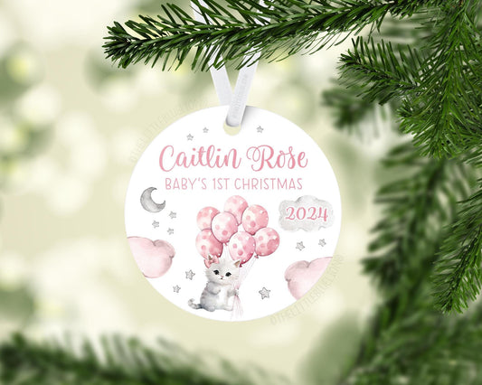 Girl Kitten Baby 1st Christmas Ornament, G85