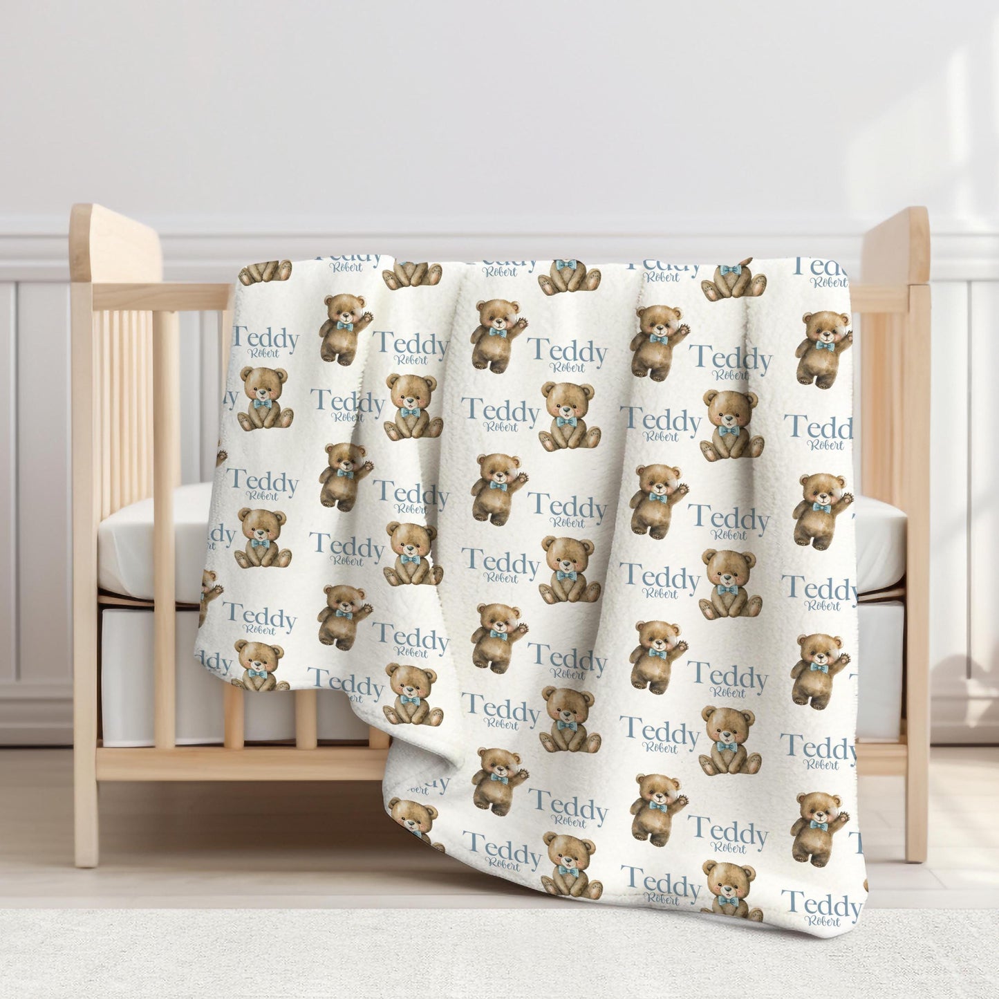 Boy Teddy Bear Swaddle Set