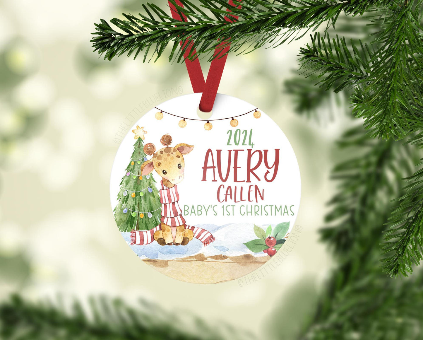 Giraffe Baby 1st Christmas Ornament