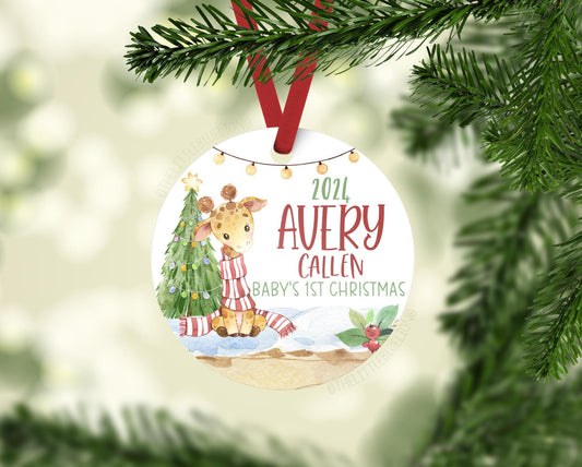 Giraffe Baby 1st Christmas Ornament