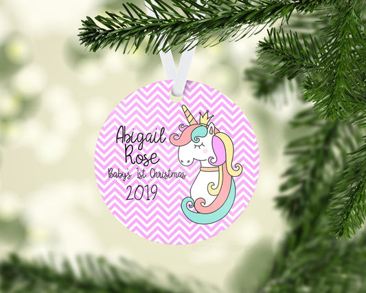 Unicorn Baby 1st Christmas Ornament