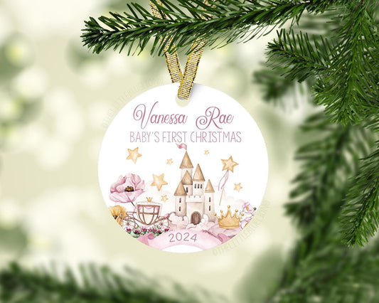 Princess Baby 1st Christmas Ornament, Personalized Baby First Christmas Ornament, Princess Ornament, New Baby Gift, Holiday Ornament G19