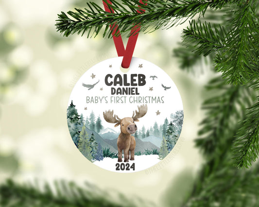 Moose Baby First Christmas Ornament, W44
