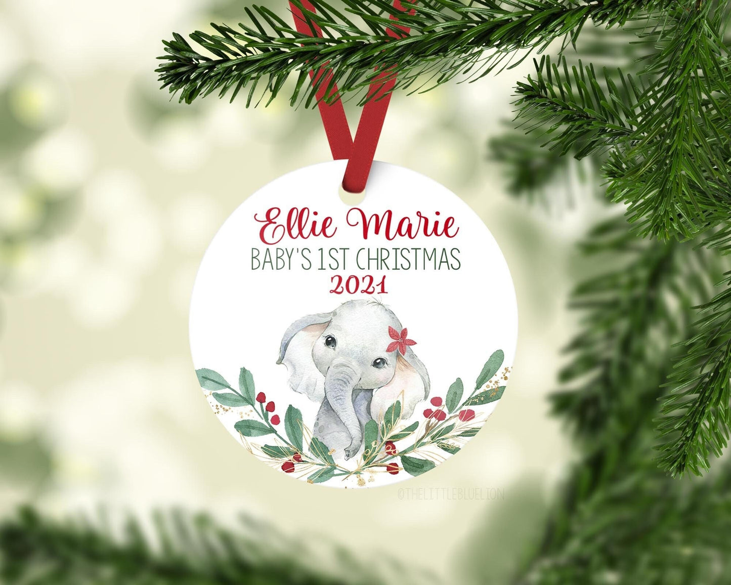 Elephant Baby 1st Christmas Ornament