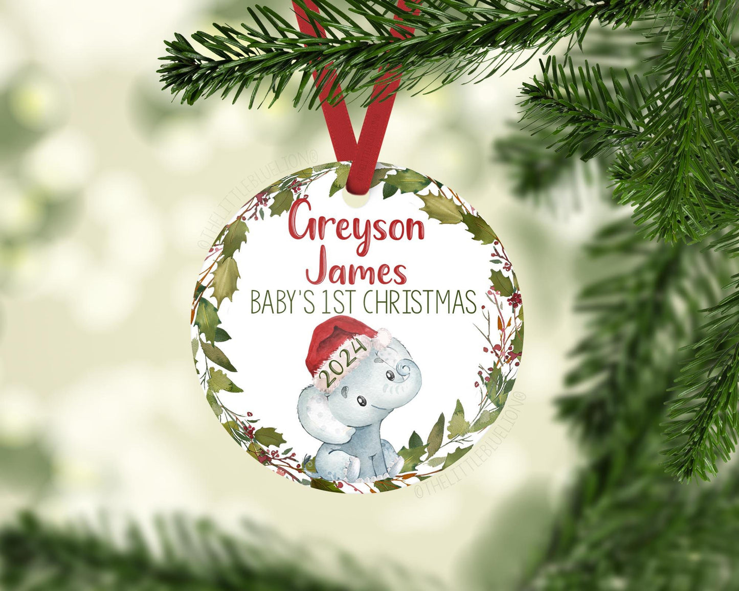 Elephant Baby First Christmas Ornament