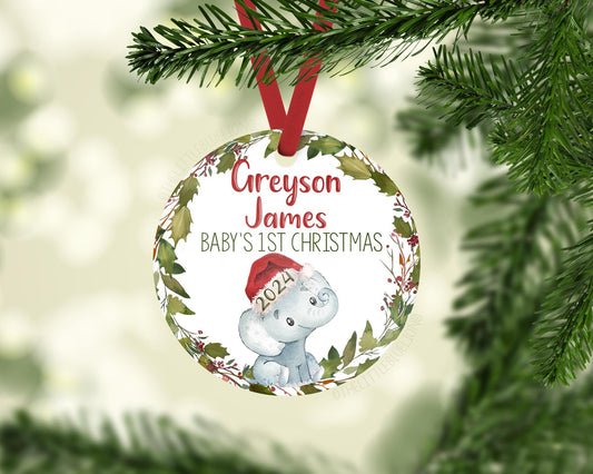 Elephant Baby First Christmas Ornament