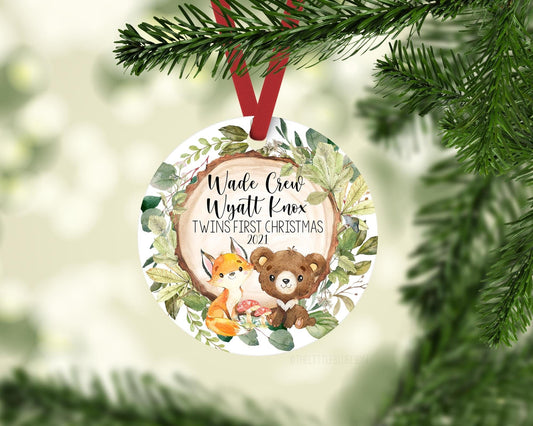 Woodland Twins First Christmas Ornament