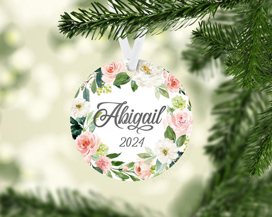 Floral Baby First Christmas Ornament, F32