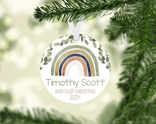 Green Rainbow Baby First Christmas Ornament, T45
