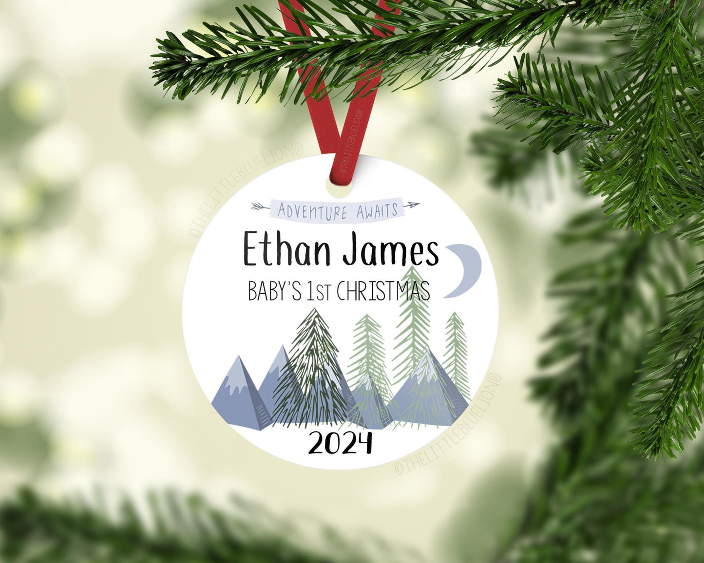 Mountains Baby Boy First Christmas Ornament, M3