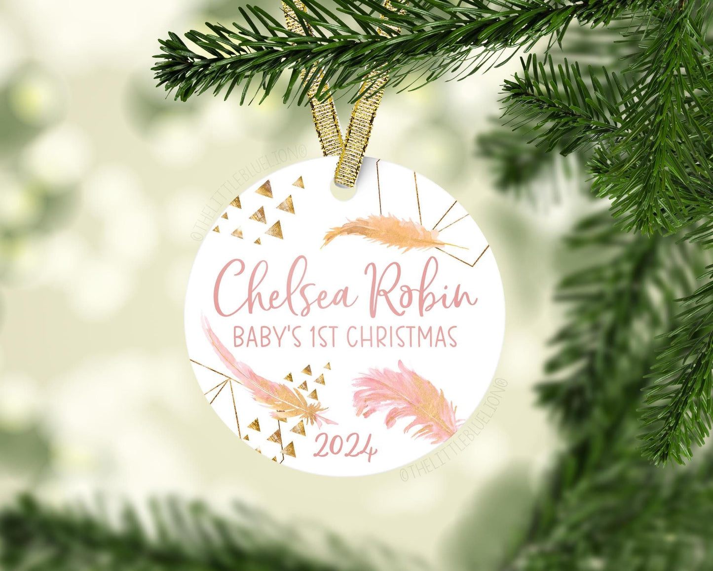 Boho Feather Christmas Ornament, F85