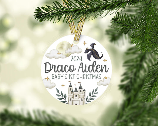 Dragon Baby First Christmas Ornament, Personalized Baby Christmas Ornament, Dragon Baby Boy Ornament, Holiday Baby Ornament B54