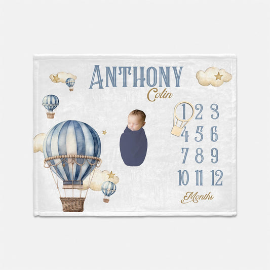 Hot Air Ballon Baby Milestone Blanket