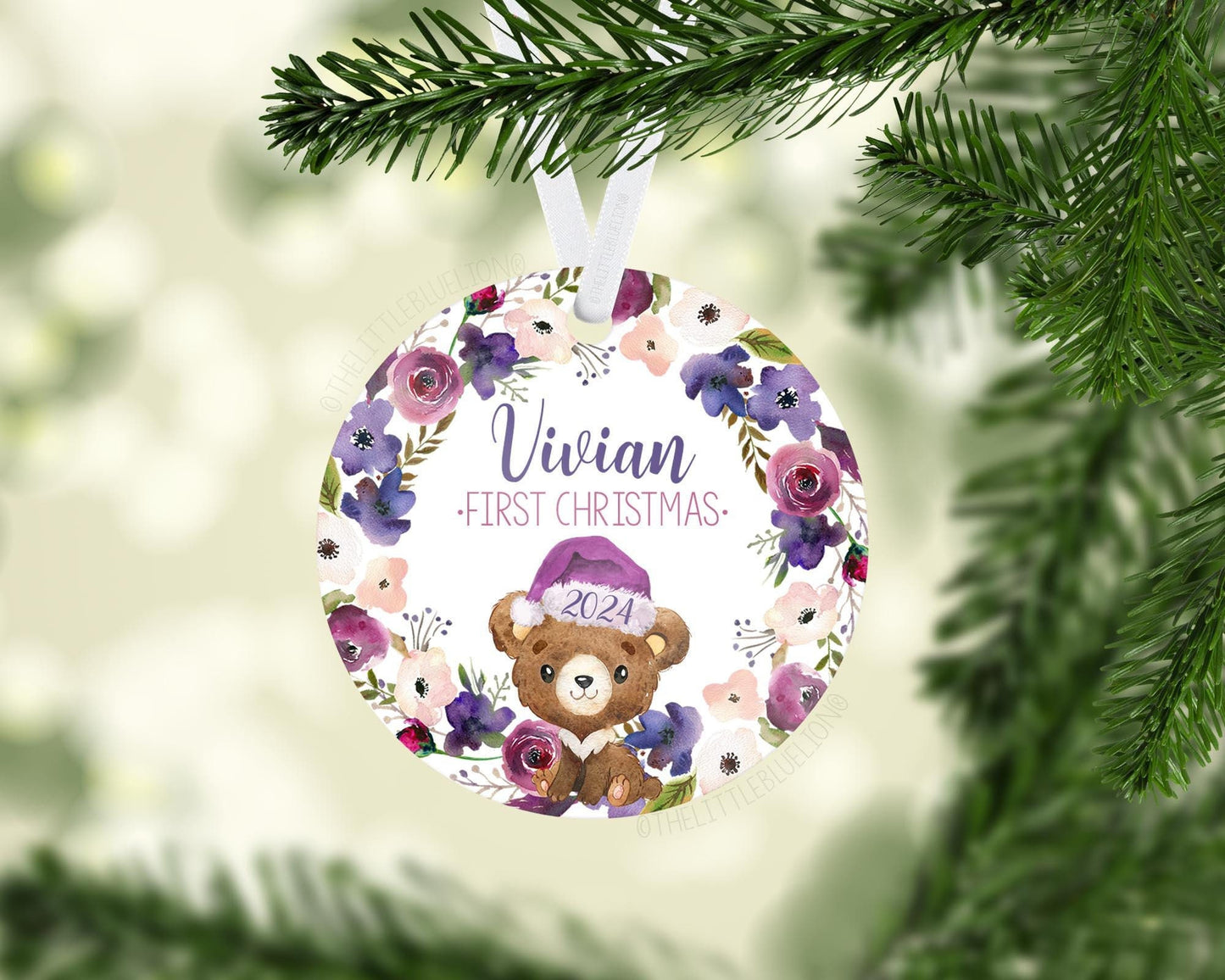 Girl Bear Baby First Christmas Ornament, W13