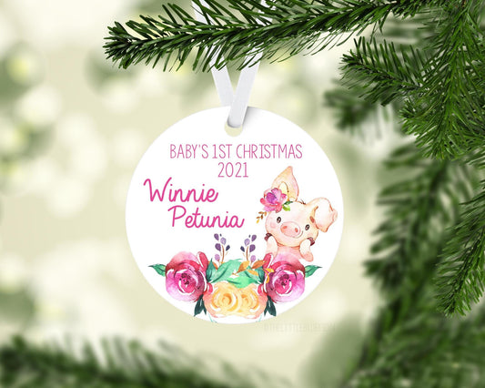 Pig Baby 1st Christmas Ornament, C8